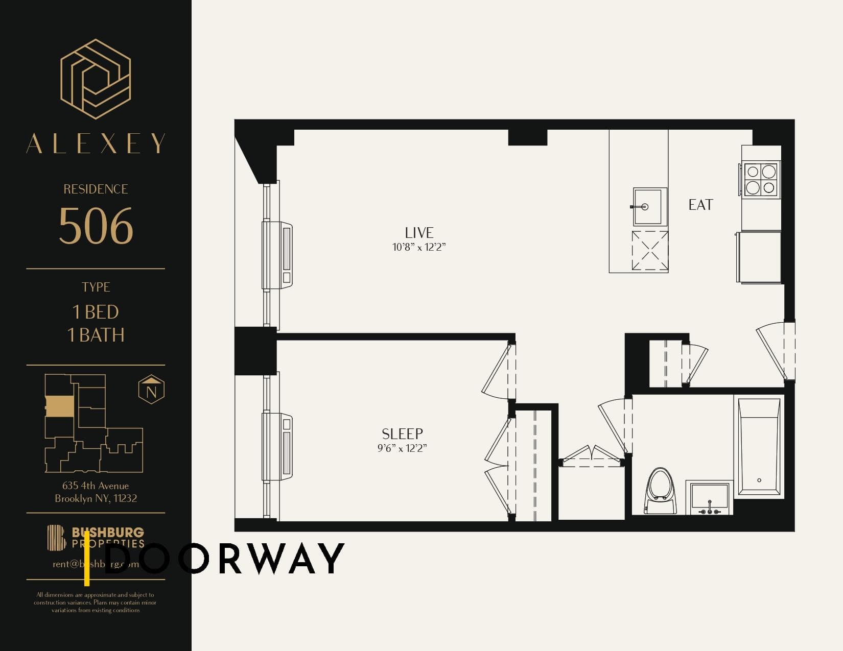 Interior of unit 506 at 635 4th Avenue, Brooklyn, NY, 11232